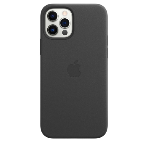 Кожаный чехол leather case Apple MagSafe для iPhone 12 Pro Max Black / Черный