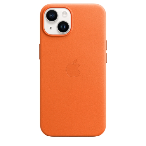 Кожаный чехол Leather case Apple MagSafe для iPhone 14 Orange / Оранжевый