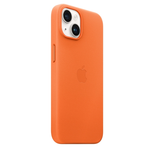 Кожаный чехол Leather case Apple MagSafe для iPhone 14 Orange / Оранжевый