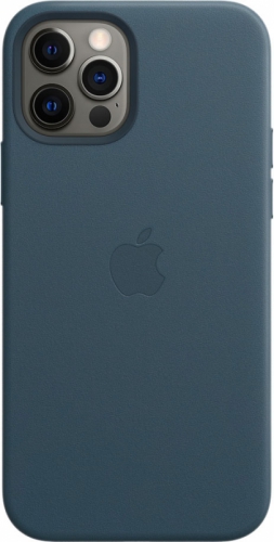 Кожаный чехол Leather case Apple MagSafe для iPhone 12/12 Pro Baltic Blue / Балтийский Синий