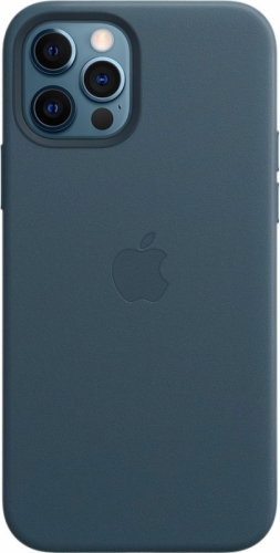 Кожаный чехол Leather case Apple MagSafe для iPhone 12/12 Pro Baltic Blue / Балтийский Синий