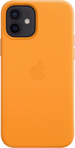 Кожаный чехол Leather case Apple MagSafe для iPhone 12/12 Pro California Poppy / Золотой Апельсин