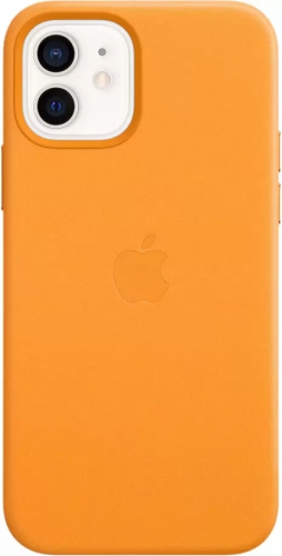 Кожаный чехол Leather case Apple MagSafe для iPhone 12/12 Pro California Poppy / Золотой Апельсин
