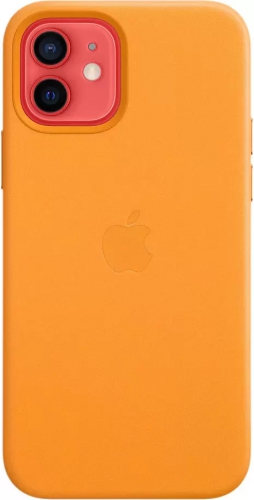 Кожаный чехол Leather case Apple MagSafe для iPhone 12/12 Pro California Poppy / Золотой Апельсин