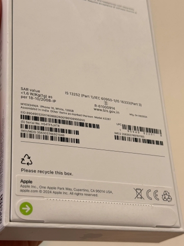 Apple iPhone 16 128Gb White