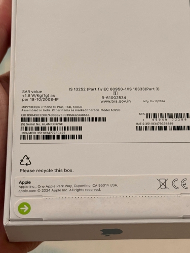 Apple iPhone 16 Plus 128Gb Teal