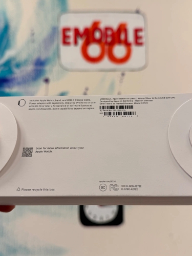 Часы Apple Watch SE 2024, 40 мм, корпус из алюминия серебристого цвета, спортивный ремешок джинсового цвета, размер S/M (MXEC3)