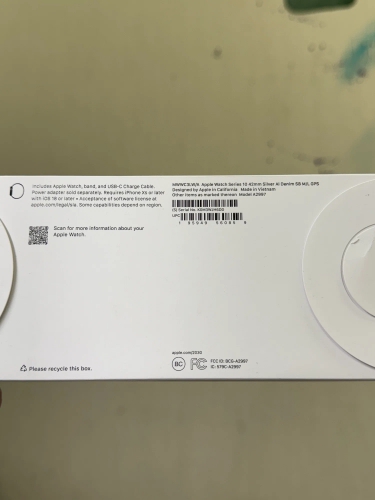 Часы Apple Watch Series 10, 42 мм, корпус из алюминия серебристого цвета, спортивный ремешок джинсового цвета, размер M/L (MWWC3)