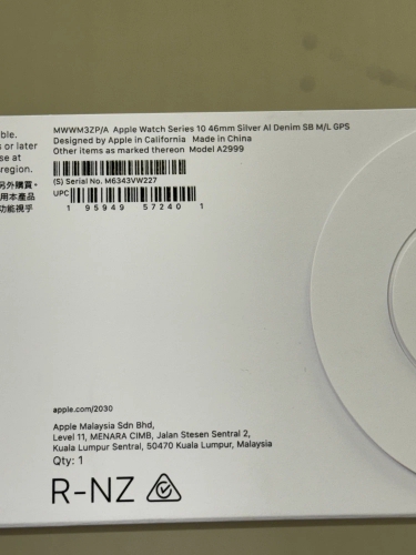 Часы Apple Watch Series 10, 46 мм, корпус из алюминия серебристого цвета, спортивный ремешок джинсового цвета, размер M/L (MWWM3)