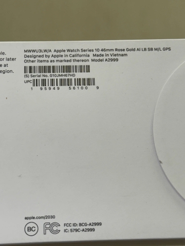 Часы Apple Watch Series 10, 46 мм, корпус из алюминия цвета «розовое золото», спортивный ремешок цвета «светлый румянец», размер M/L (MWWU3)