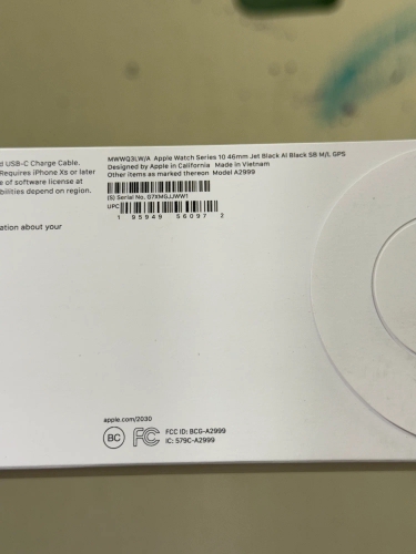 Часы Apple Watch Series 10, 46 мм, корпус из алюминия цвета «чёрный оникс», спортивный ремешок чёрного цвета, размер M/L (MWWQ3)