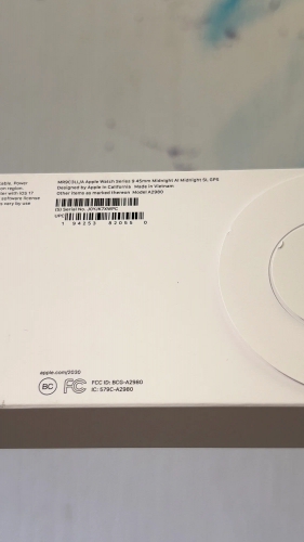 Часы Apple Watch Series 9, 45 мм, корпус из алюминия цвета «тёмная ночь», спортивный ремешок цвета «тёмная ночь», размер S/M (MR993)