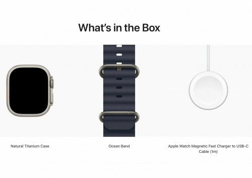 Часы Apple Watch Ultra 2 2024 Cellular, 49 мм, корпус из титана натурального цвета, ремешок Ocean Band тёмно-синего цвета (MX4D3)