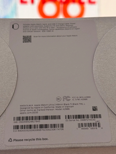 Часы Apple Watch Ultra 2 2024 Cellular, 49 мм, корпус из титана чёрного цвета, миланский браслет чёрного цвета, размер L (MX5V3)