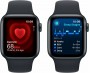 Часы Apple Watch SE 2024, 40 мм, корпус из алюминия цвета «тёмная ночь», спортивный ремешок цвета «тёмная ночь», размер S/M (MXE73)