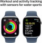 Часы Apple Watch Series 10, 46 мм, корпус из алюминия серебристого цвета, спортивный ремешок джинсового цвета, размер M/L (MWWM3)