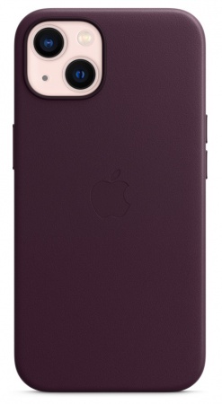 Кожаный чехол leather case Apple MagSafe для iPhone 13 Dark Cherry / Тёмная Вишня