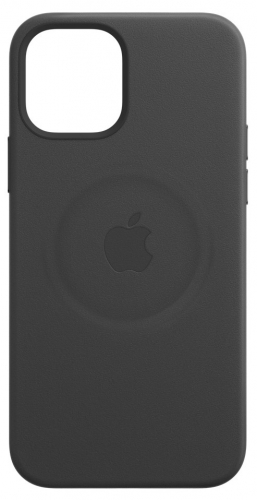 Кожаный чехол Leather case Apple MagSafe для iPhone 12/12 Pro Black / Черный