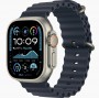 Часы Apple Watch Ultra 2 2024 Cellular, 49 мм, корпус из титана натурального цвета, ремешок Ocean Band тёмно-синего цвета (MX4D3)